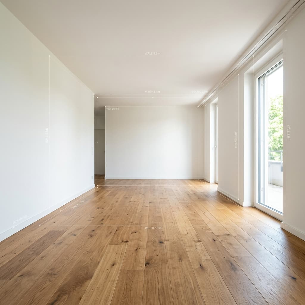 SimulaFly visualization interface showing a minimalist sofa placed in a living room